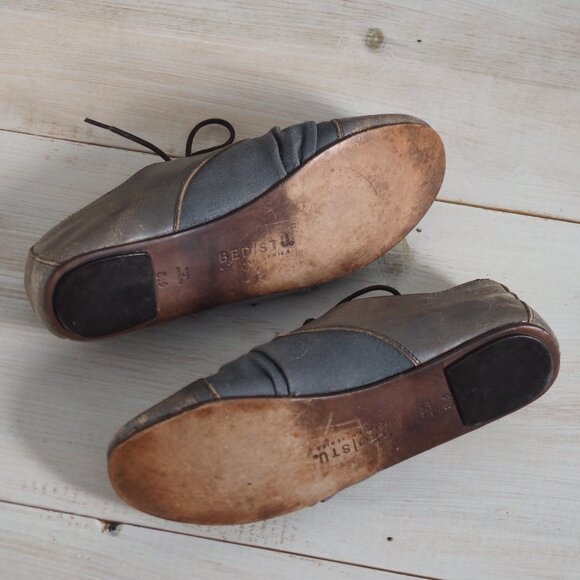 BED STU Rumba Silver Lux oxford distressed scrunched boho gray leather flats 8.5 - Picture 11 of 12